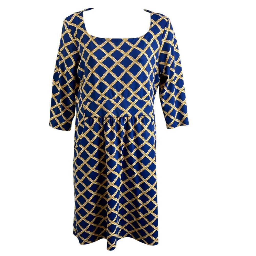 J McLaughlin Women's Catalina Cloth Bamboo Lattice Print Dress Size S Classic